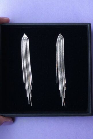Metallic Tassle Earrings (Silver)