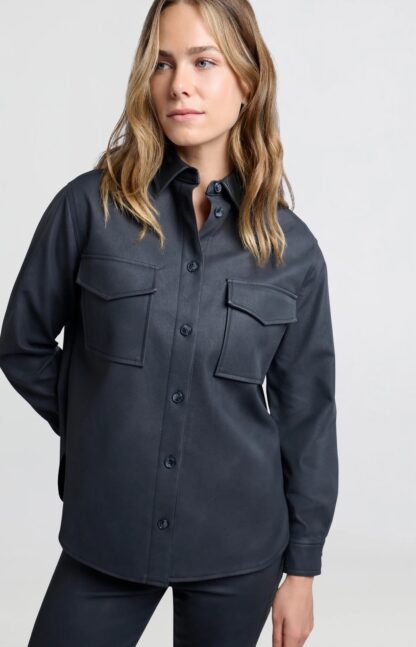 Oversized Faux Leather Blouse - Image 4