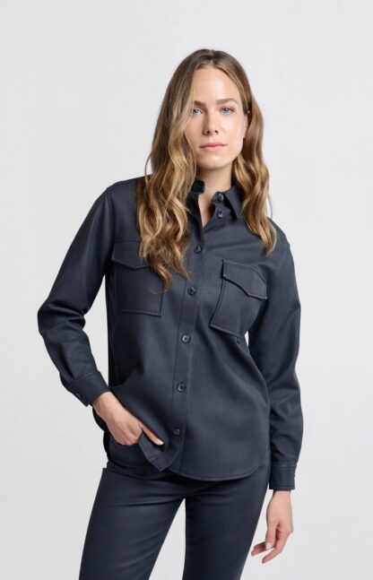 Oversized Faux Leather Blouse - Image 2