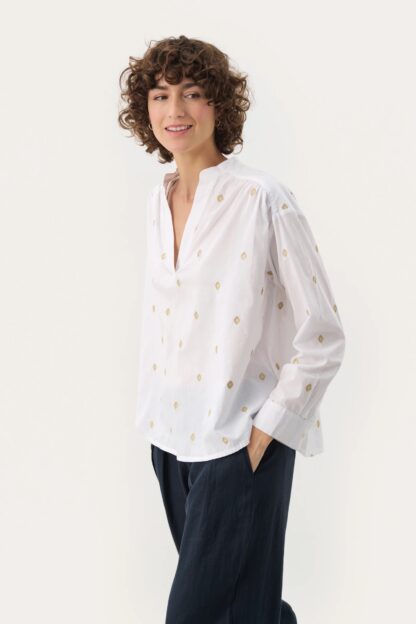 Natale Blouse (Bright White and Gold) - Image 6