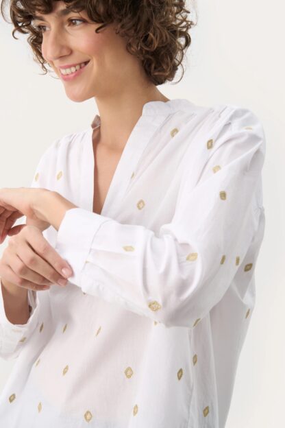 Natale Blouse (Bright White and Gold) - Image 4