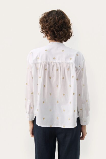 Natale Blouse (Bright White and Gold) - Image 8