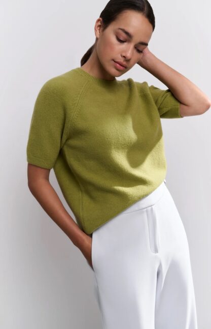 Sweater with Short Raglan Sleeve (Olive Green)