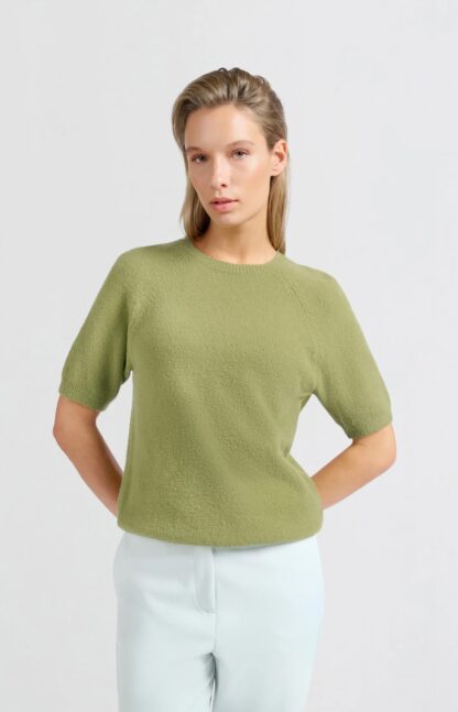 Sweater with Short Raglan Sleeve (Olive Green) - Image 7