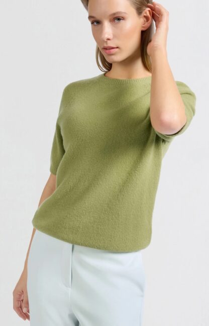 Sweater with Short Raglan Sleeve (Olive Green) - Image 6