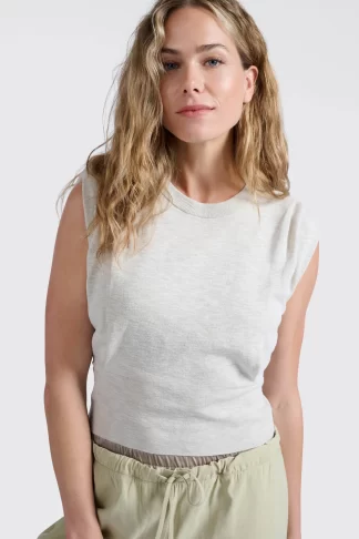 Sleeveless Top with Shoulder Details (Soft Grey)