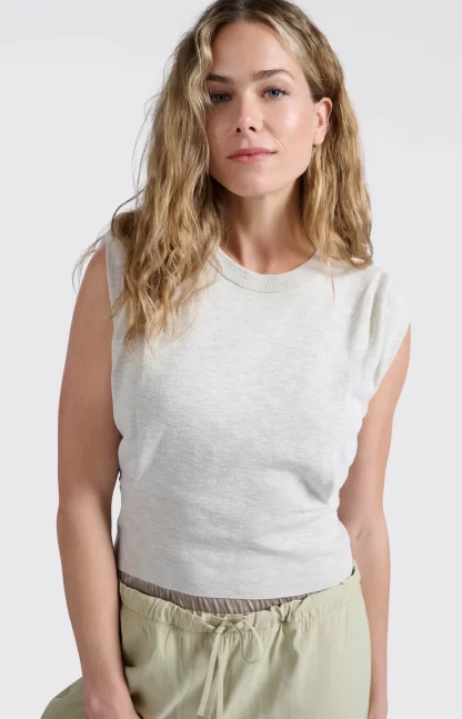 Sleeveless Top with Shoulder Details (Soft Grey)