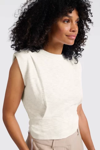 Sleeveless Top with Shoulder Details (Pure White)