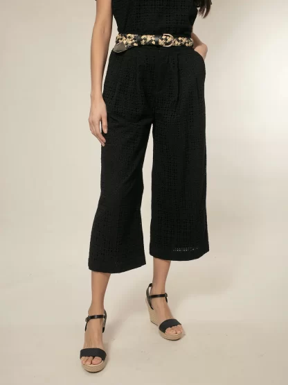 Marybeth Broderie Trousers (Black) - Image 4