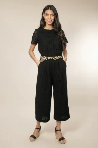 Marybeth Broderie Trousers (Black)