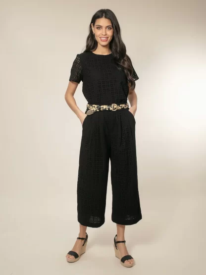 Marybeth Broderie Trousers (Black)