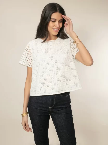 Mayhew Broderie Top (Cream) - Image 5
