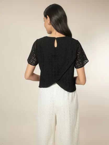 Mayhew Broderie Top (Black) - Image 3