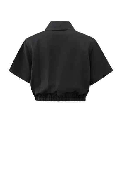 Satin Short Sleeved Jacket and Zip Closure - Image 4