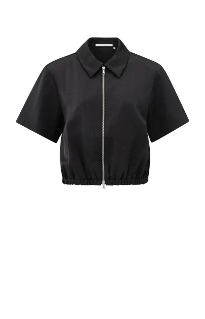 Satin Short Sleeved Jacket and Zip Closure - Image 2