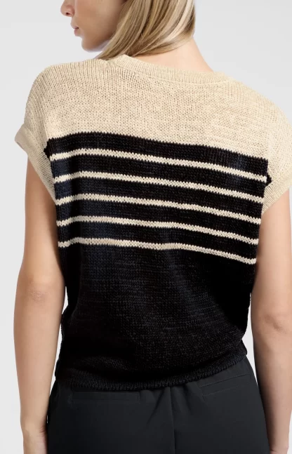 Sleeveless Knitted Top with Stripes - Image 4