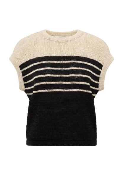 Sleeveless Knitted Top with Stripes - Image 2