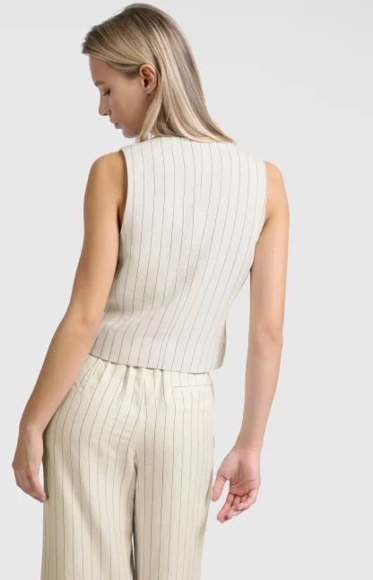 Striped Linen Blend Waistcoat - Image 9