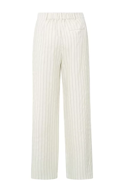 Striped Linen Blend Trousers with Wide Leg - Image 6