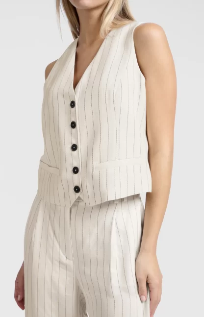 Striped Linen Blend Waistcoat - Image 4