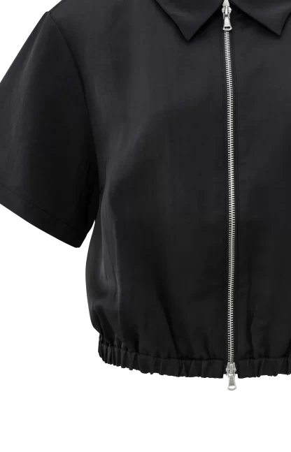 Satin Short Sleeved Jacket and Zip Closure - Image 7