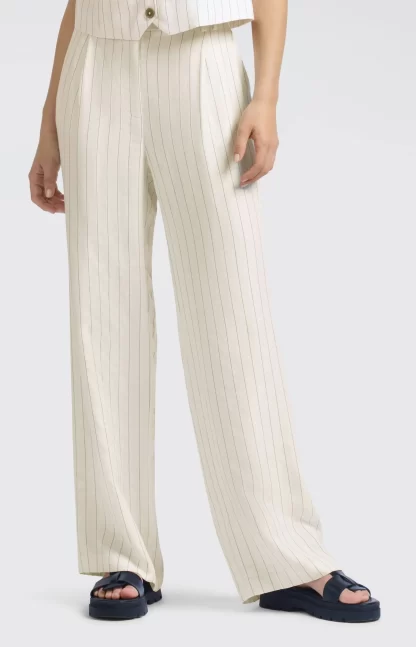 Striped Linen Blend Trousers with Wide Leg - Image 7