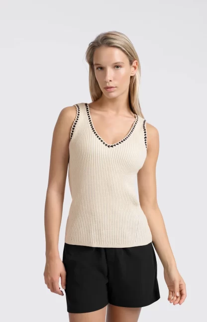 Ribbed Tank Top with Stitch Detail - Image 5