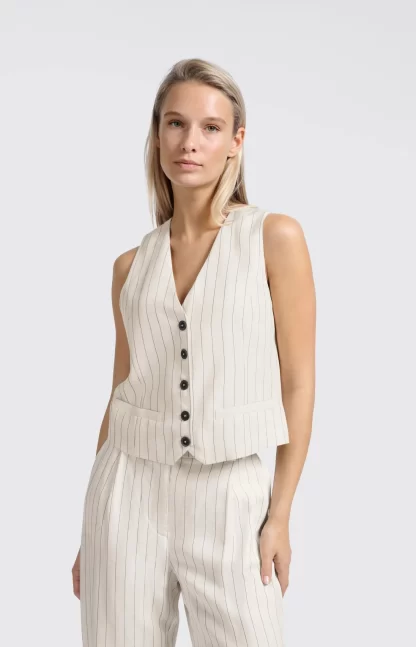 Striped Linen Blend Waistcoat - Image 5