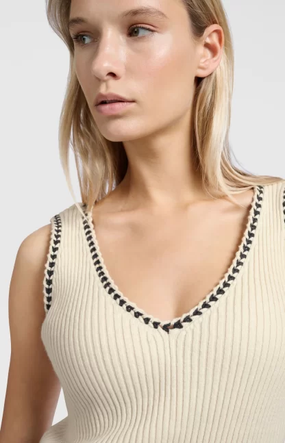 Ribbed Tank Top with Stitch Detail - Image 3