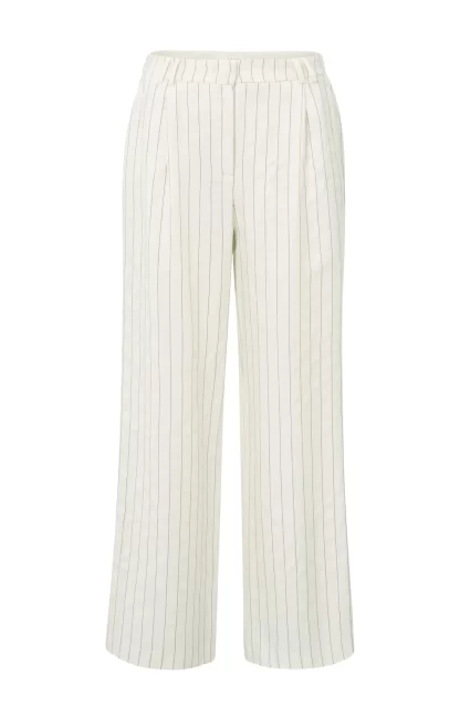 Striped Linen Blend Trousers with Wide Leg - Image 3