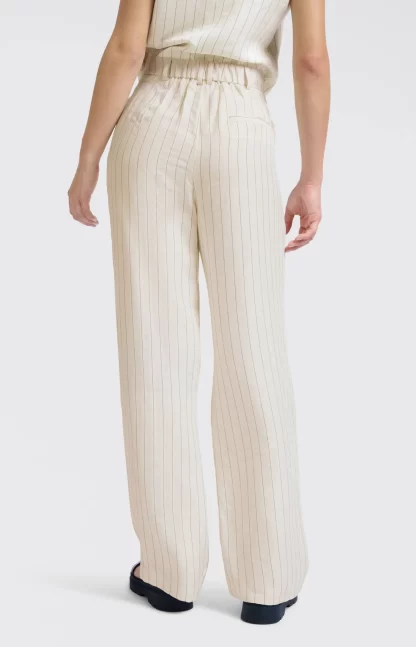 Striped Linen Blend Trousers with Wide Leg - Image 4